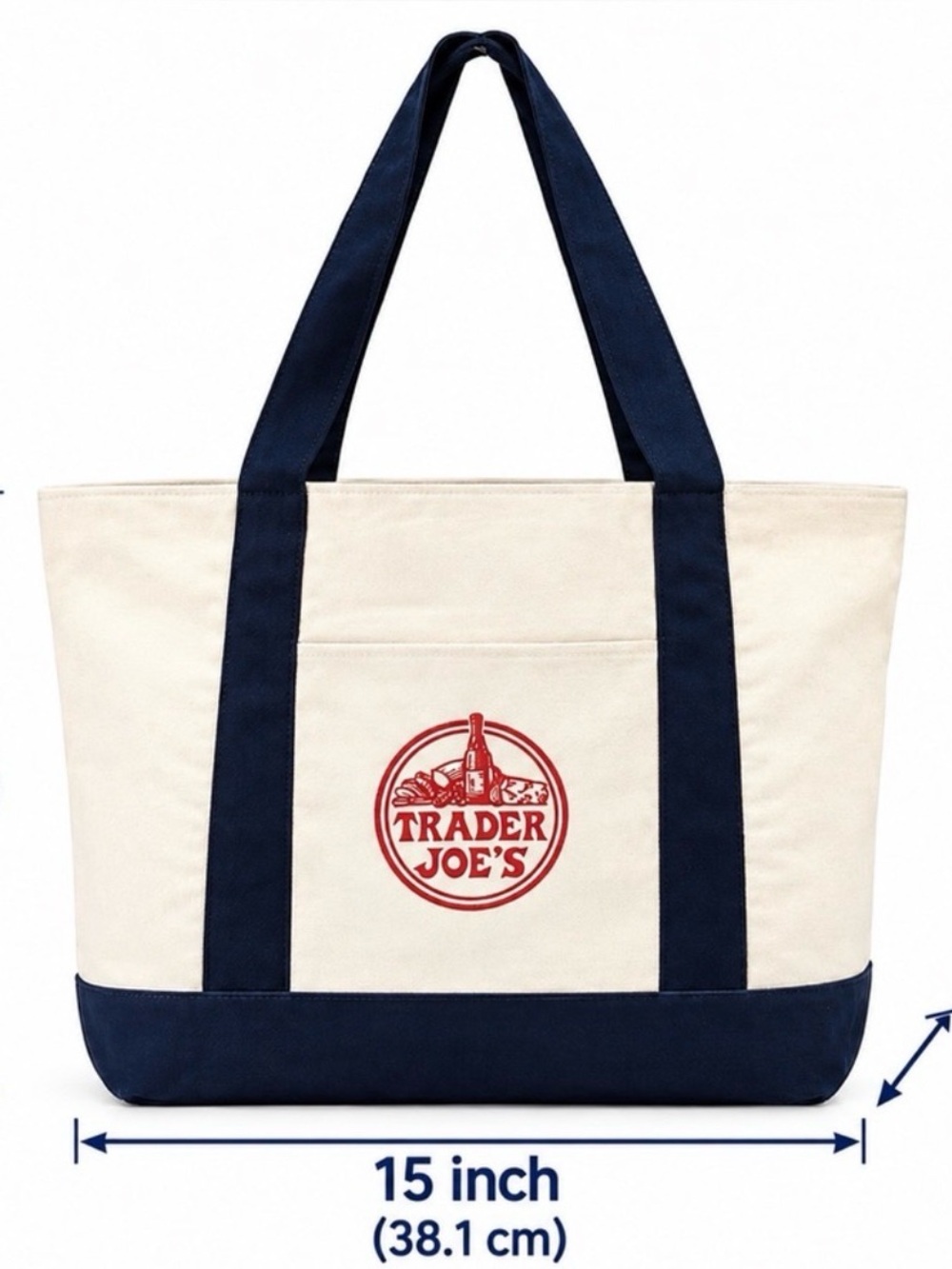 Trader Joe’s Canvas Tote Bag Bundle | Navy NWT + Red NWOT - Picture 4 of 8